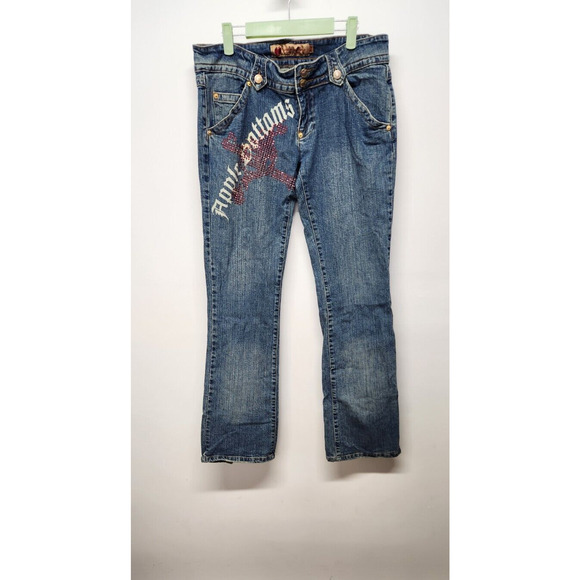 Rare Vintage Apple Bottoms Picked Fresh Daily Wide Leg Low Rise Jeans, Size11/12 - Picture 1 of 16